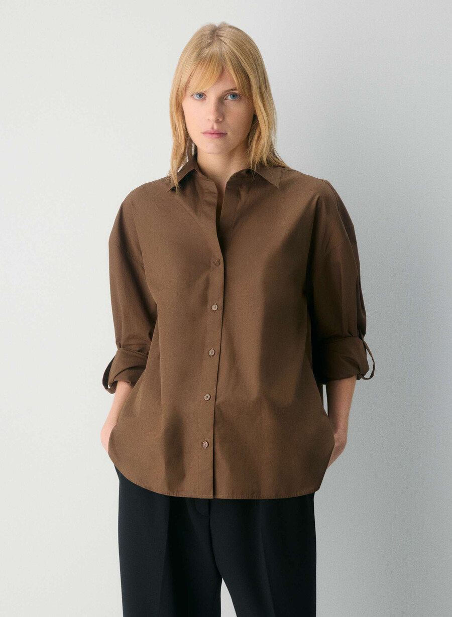archive poplin shirt cello brown