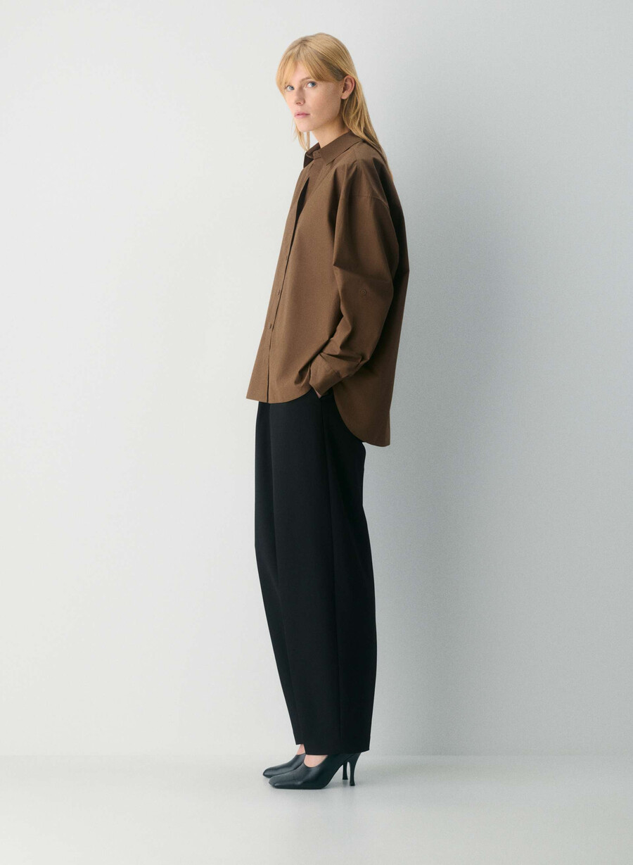 archive poplin shirt cello brown