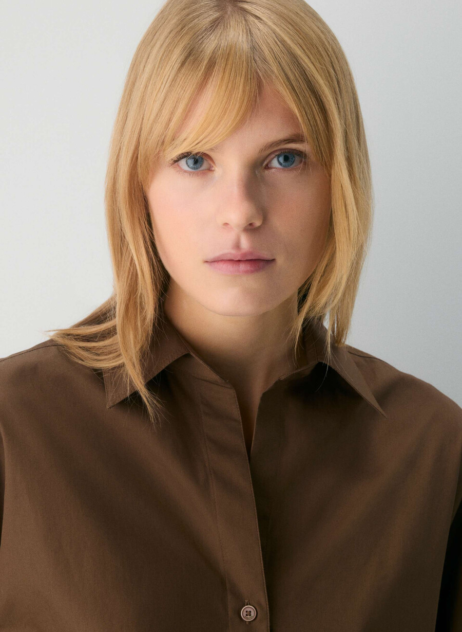 archive poplin shirt cello brown