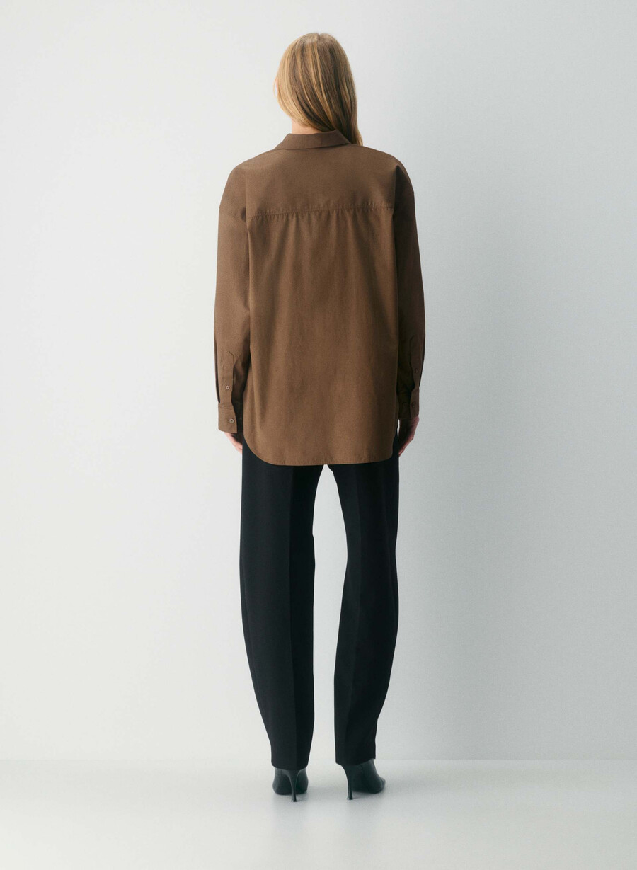 archive poplin shirt cello brown