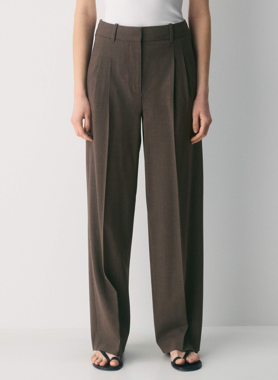 the effortless pant wool heather rich mocha brn
