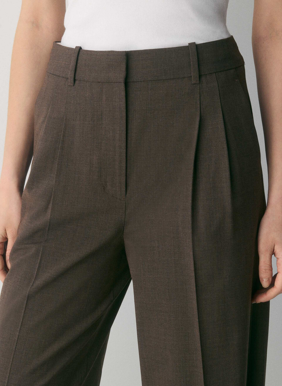 the effortless pant wool heather rich mocha brn