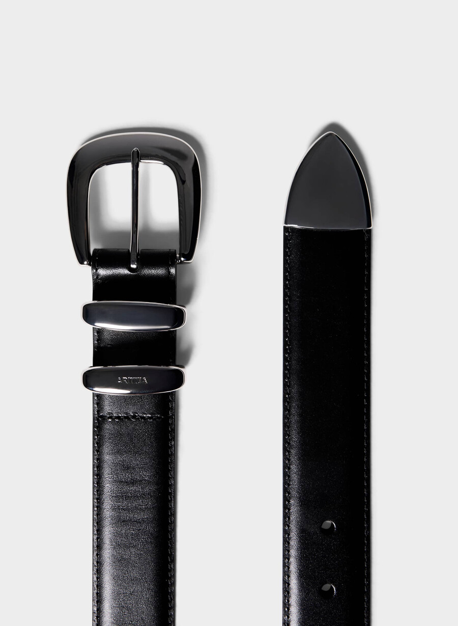 legendary solid brass leather wide belt blacksilver
