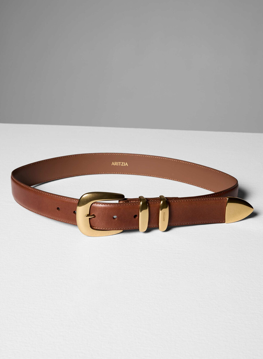 legendary solid brass leather wide belt raw umber browngold