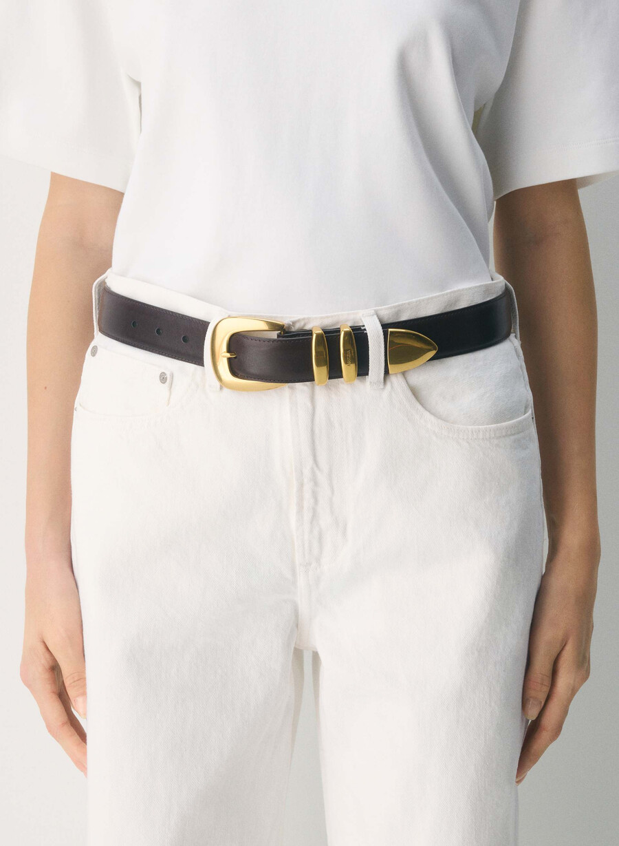 legendary solid brass leather wide belt manor brown gold