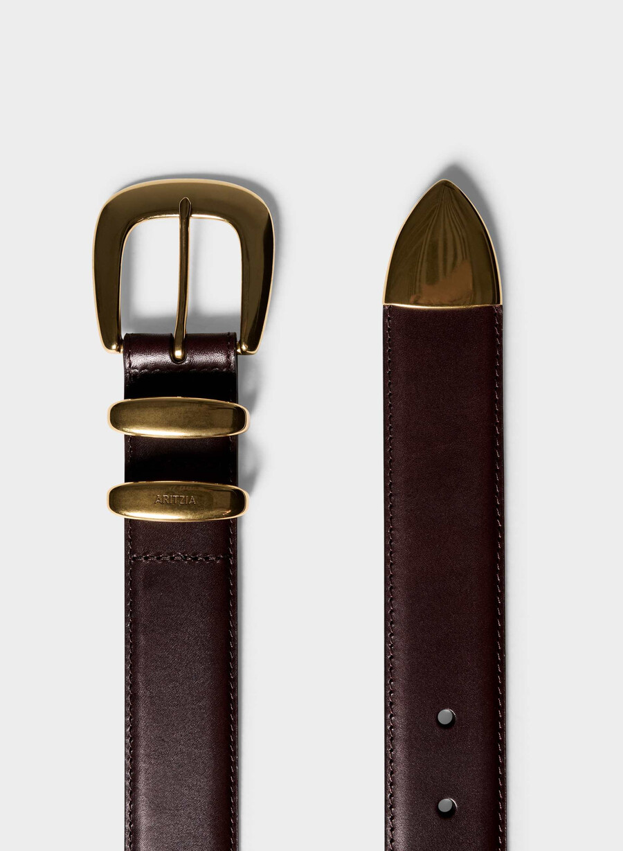 legendary solid brass leather wide belt manor brown gold