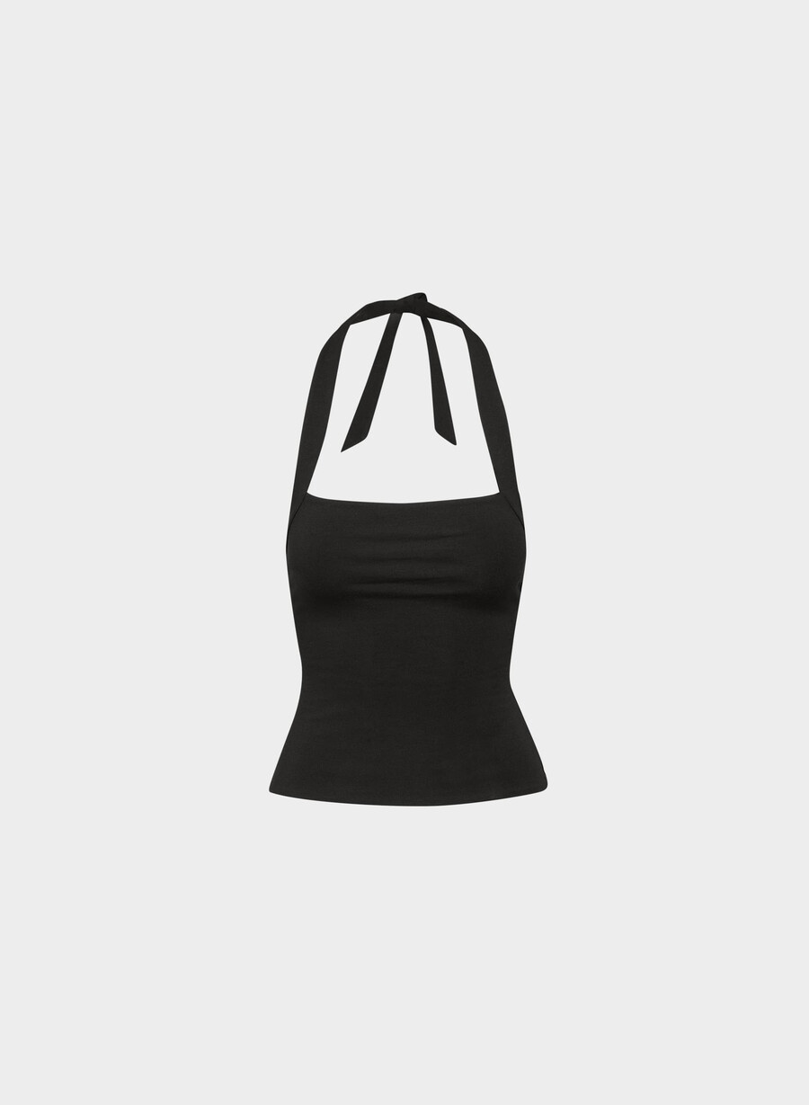 casual contour optimum halter top black
