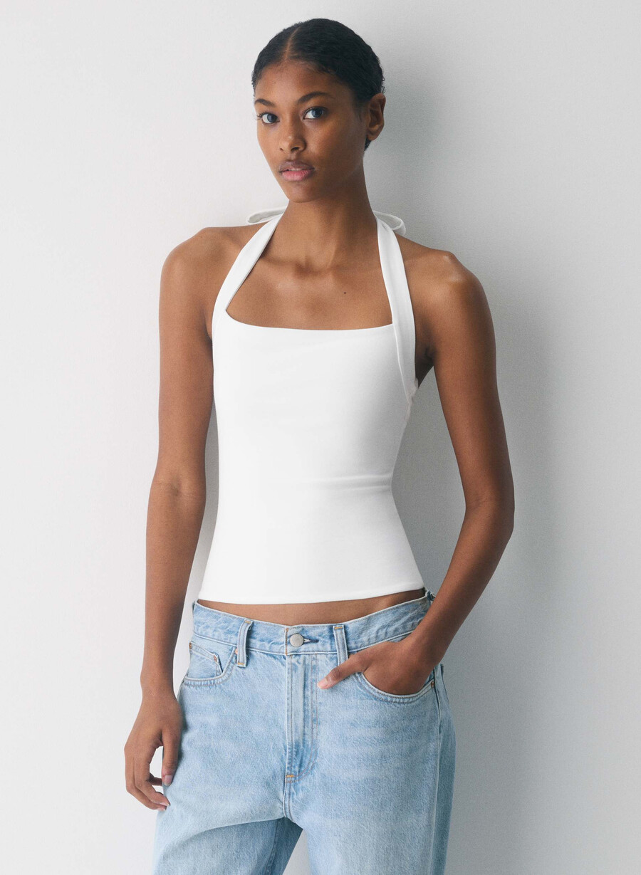 casual contour optimum halter top white
