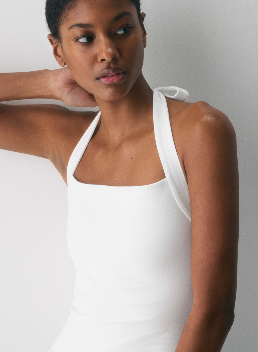 casual contour optimum halter top white