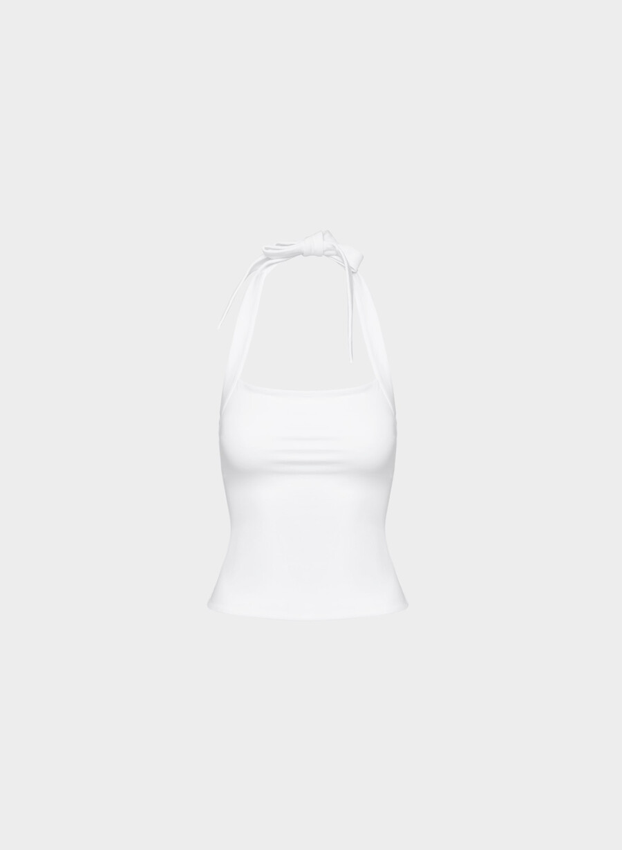casual contour optimum halter top white