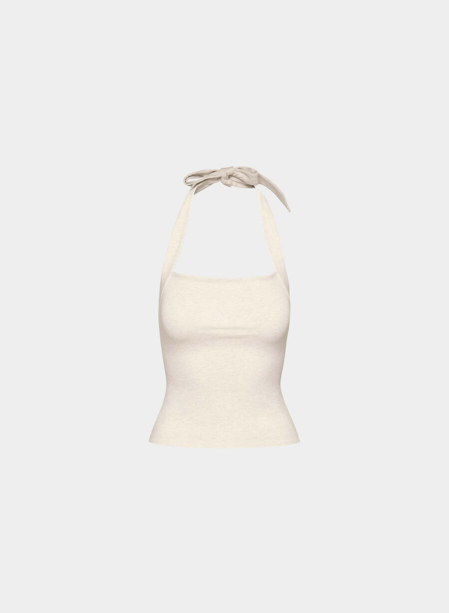 casual contour optimum halter top heather light oatmea