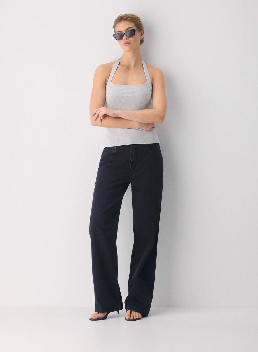 casual contour optimum halter top heather chrome