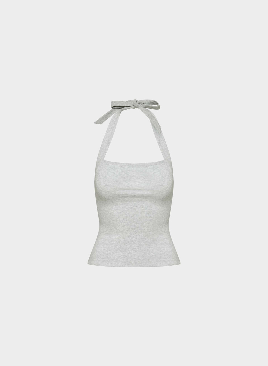 casual contour optimum halter top heather chrome