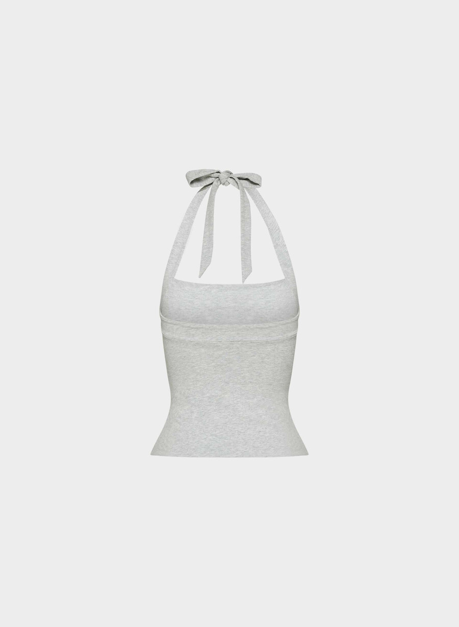 casual contour optimum halter top heather chrome