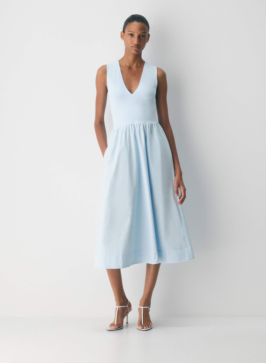 locale poplin dress villa blue