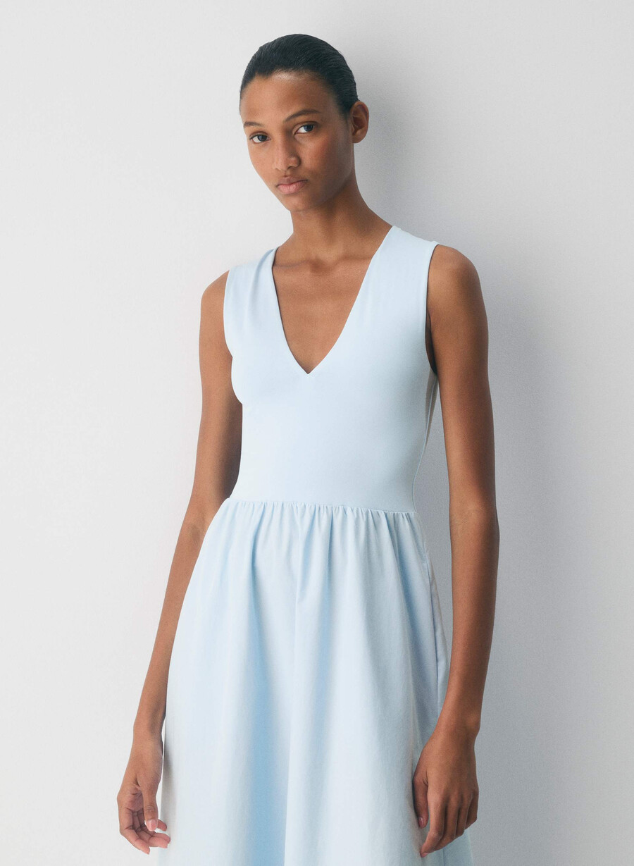 locale poplin dress villa blue