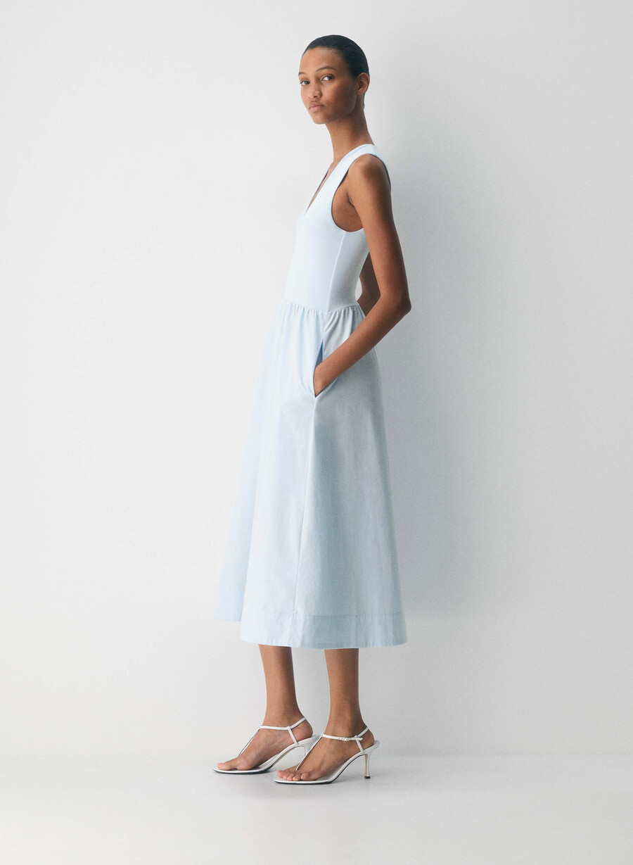 locale poplin dress villa blue