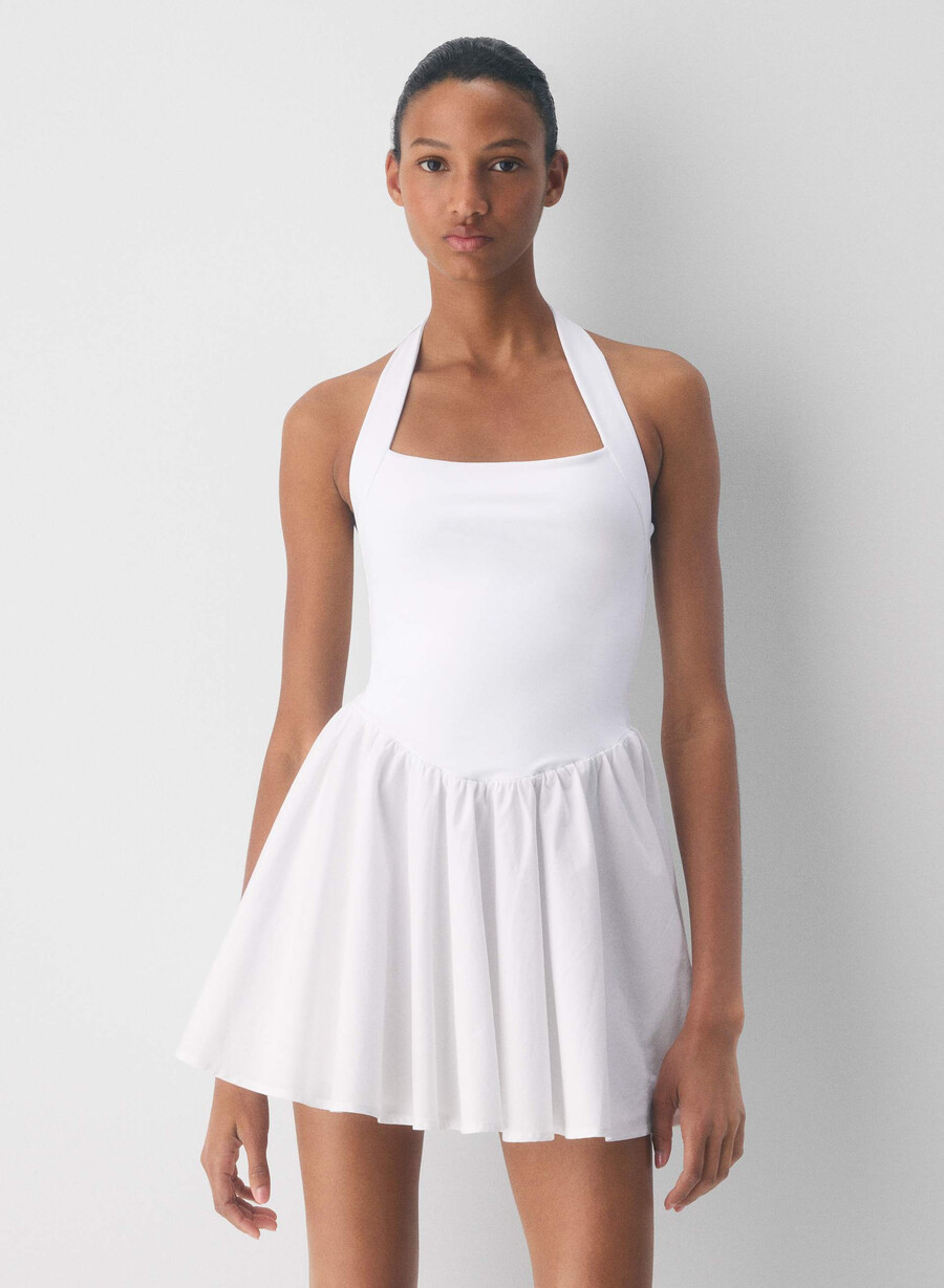 courtyard poplin dress bright white
