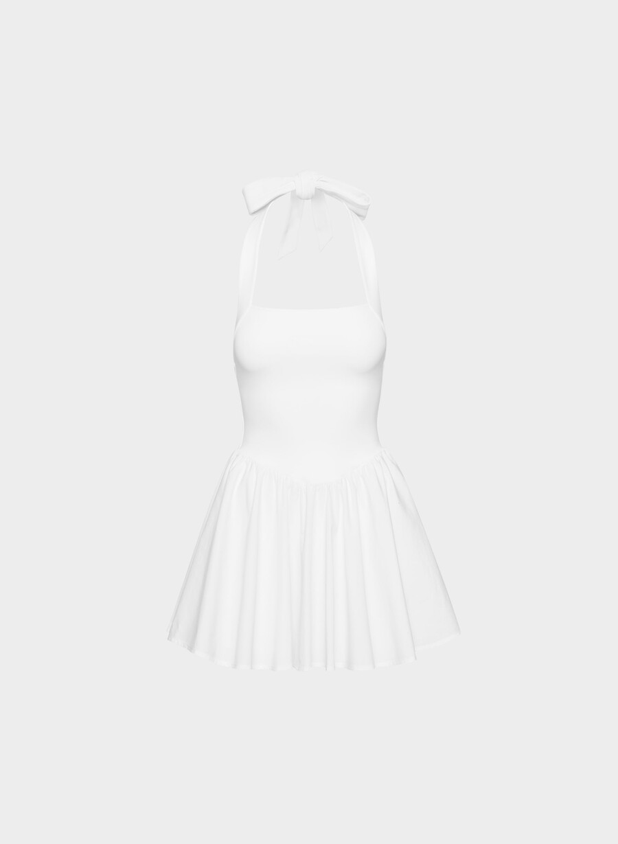 courtyard poplin dress bright white