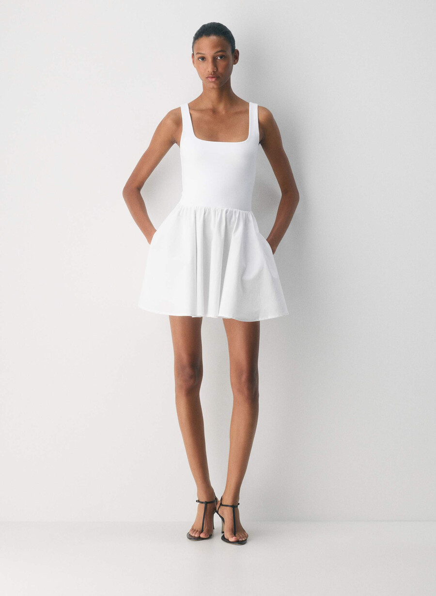 revive poplin mini dress bright white