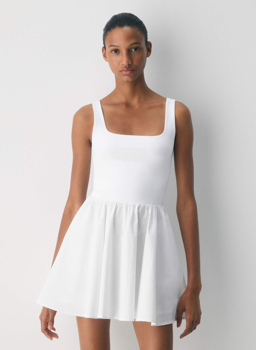 revive poplin mini dress bright white