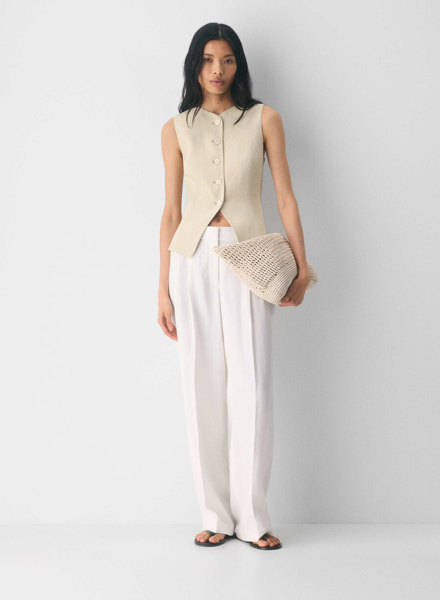 cruiselinen regal vest parchment beige