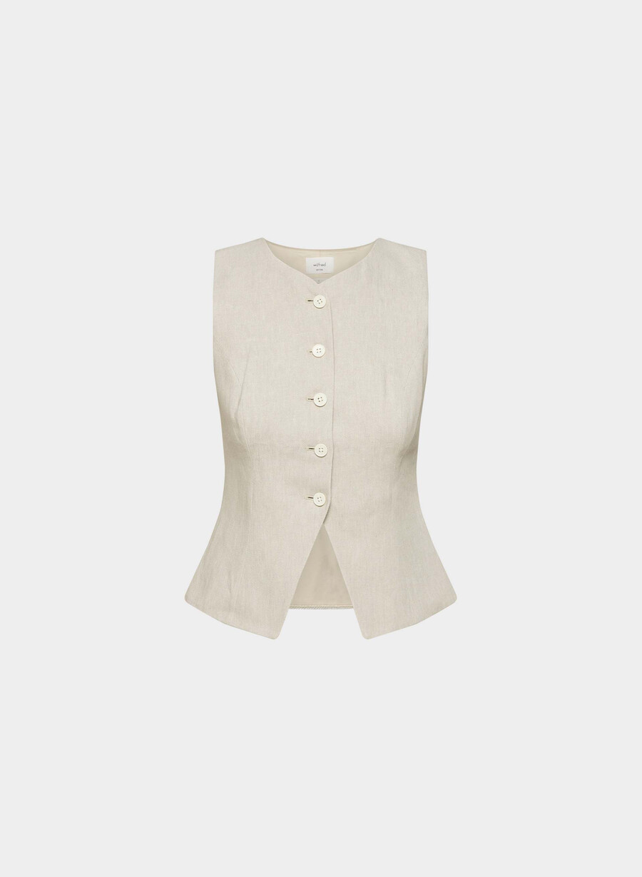 cruiselinen regal vest undyed dark ecru