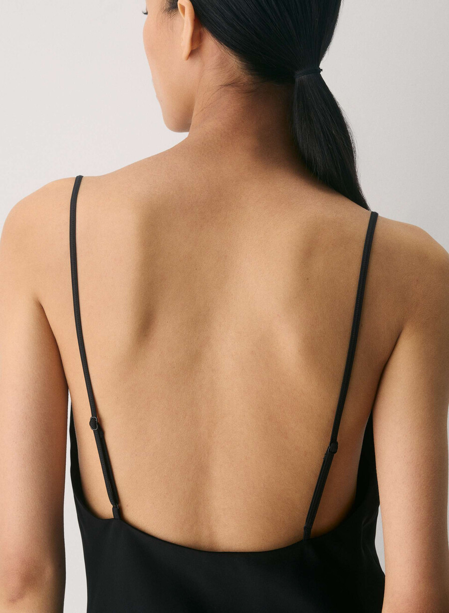 confession satin dress black
