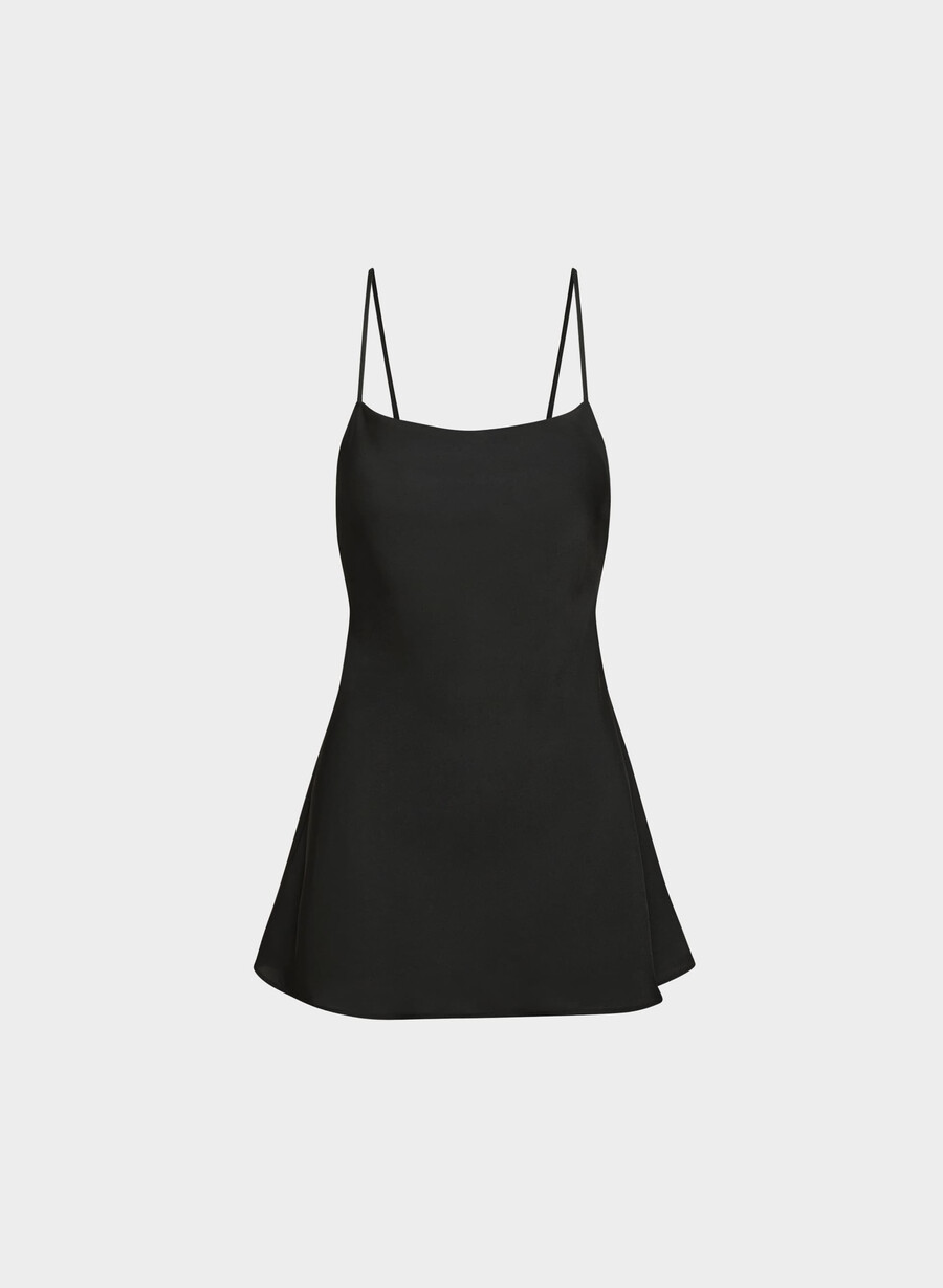confession satin dress black