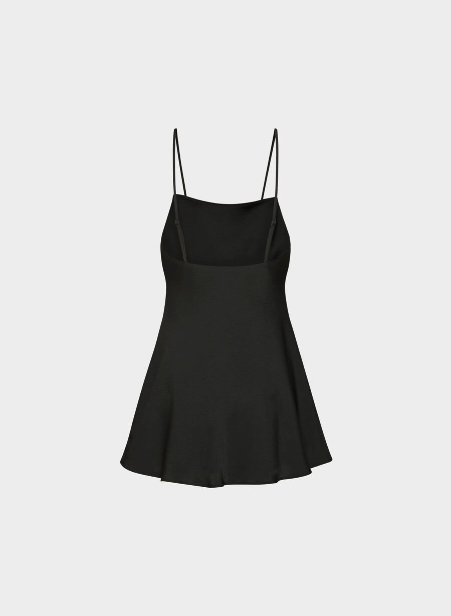 confession satin dress black