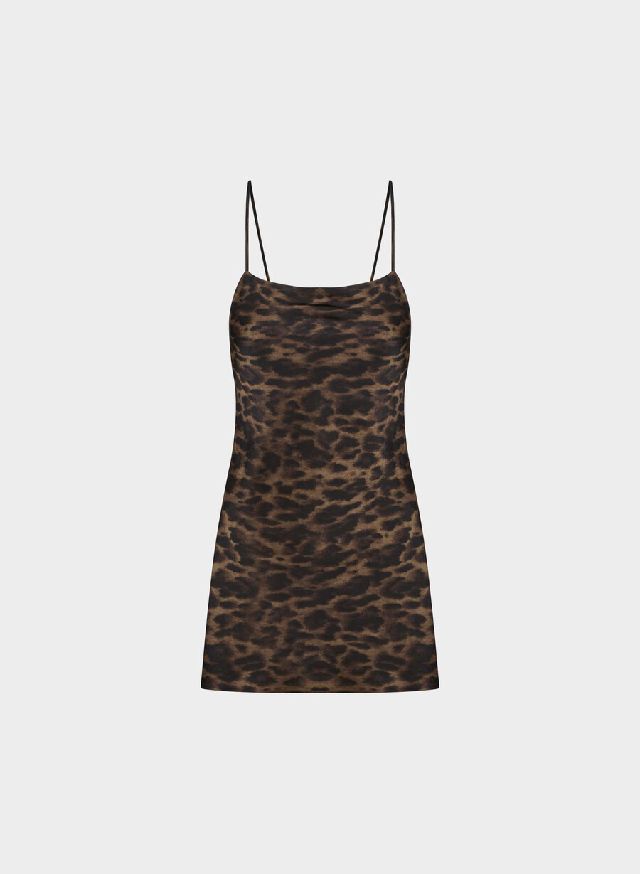 confession satin dress cello brown black