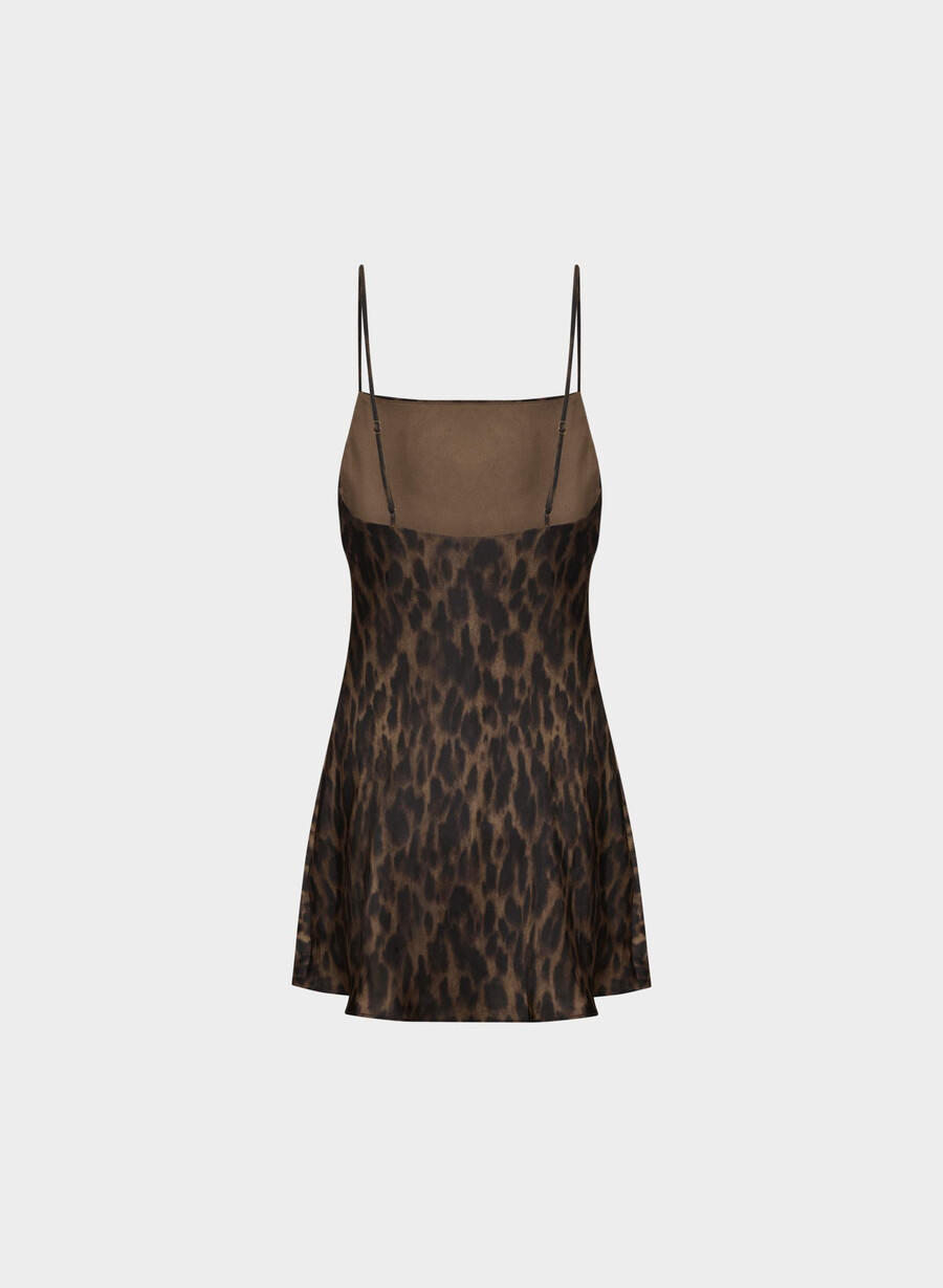 confession satin dress cello brown black