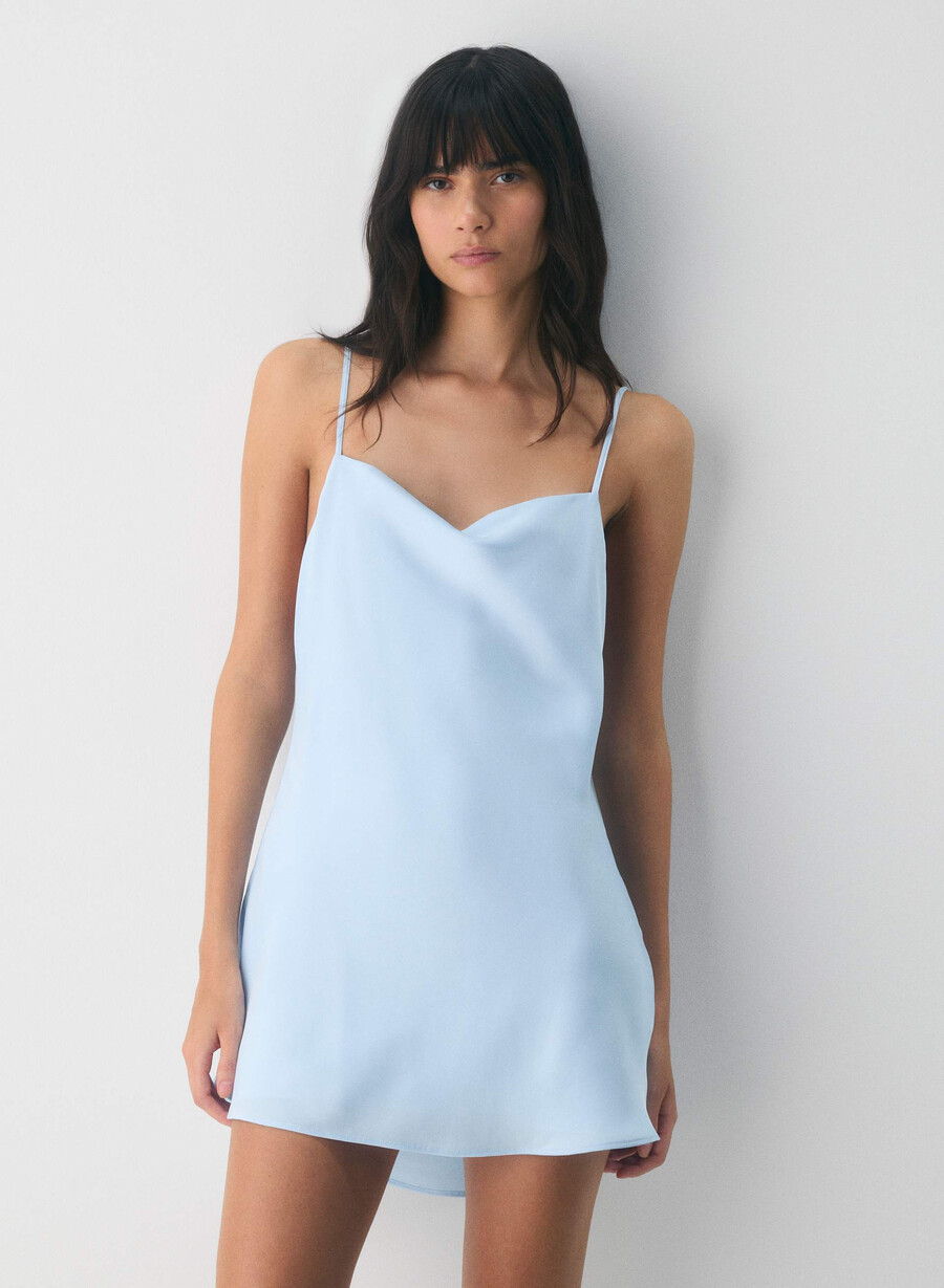 confession satin dress villa blue