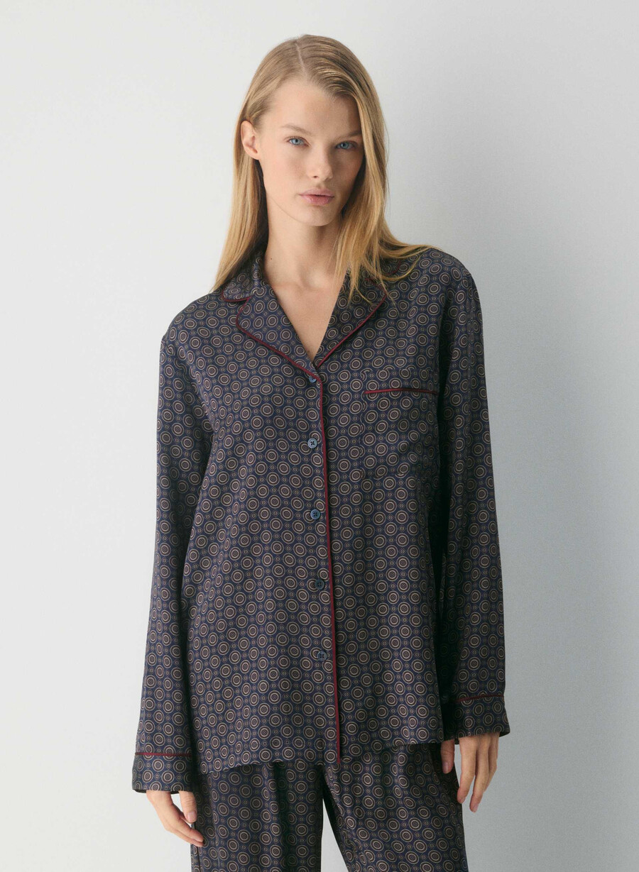nightside silk pajama shirt admiral cardamon