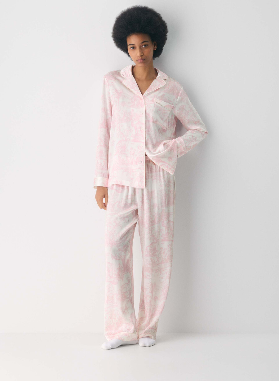 nightside silk pajama shirt lght bch dk cpd pnk