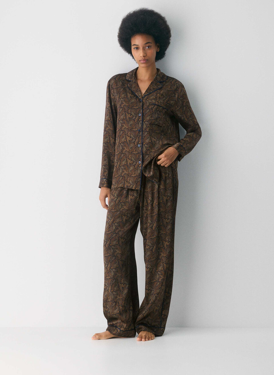 nightside silk pajama shirt drk nt nvycnmn