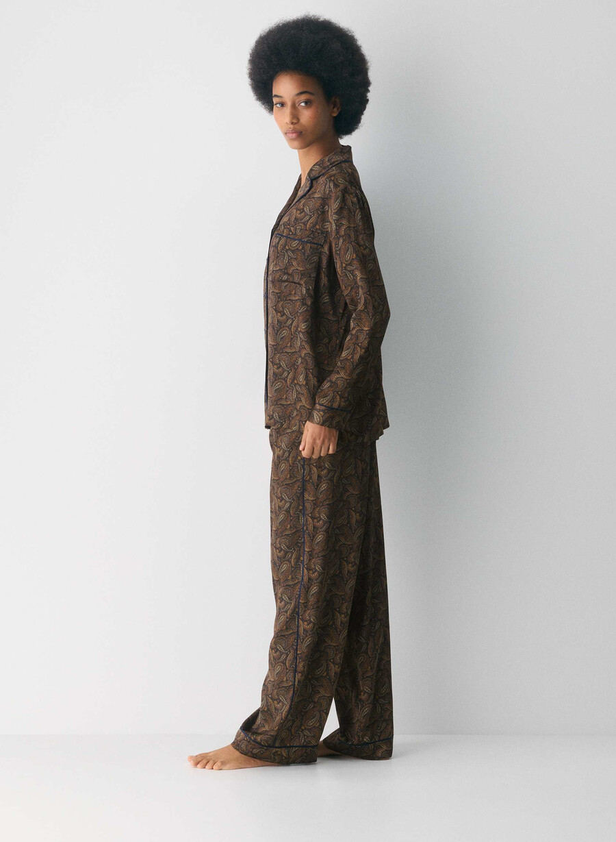 nightside silk pajama shirt drk nt nvycnmn