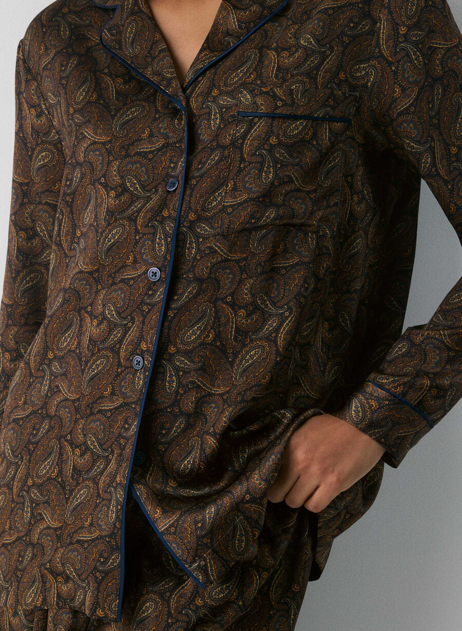 nightside silk pajama shirt drk nt nvycnmn