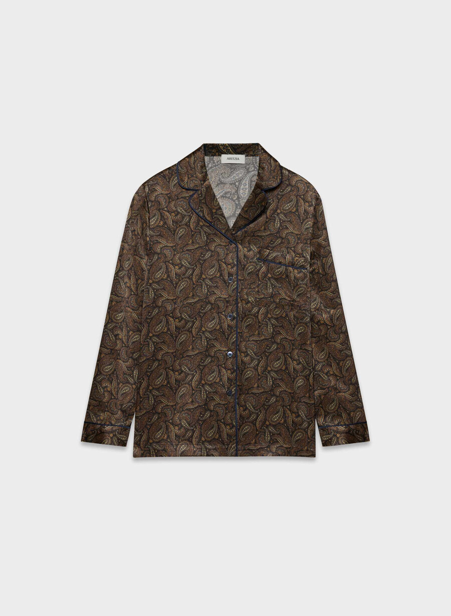 nightside silk pajama shirt drk nt nvycnmn