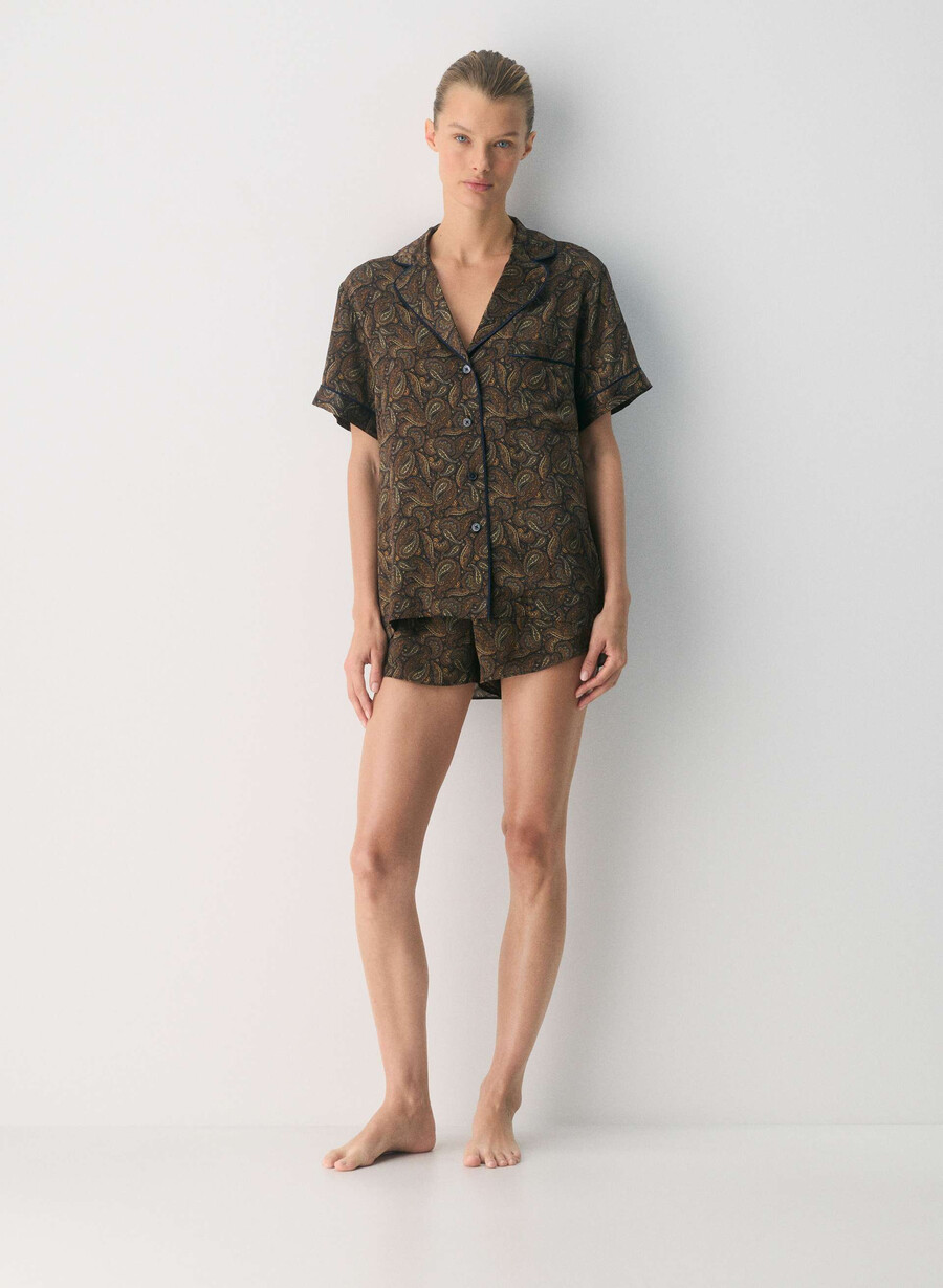 nightside silk shortsleeve pajama shirt drk nt nvycnmn