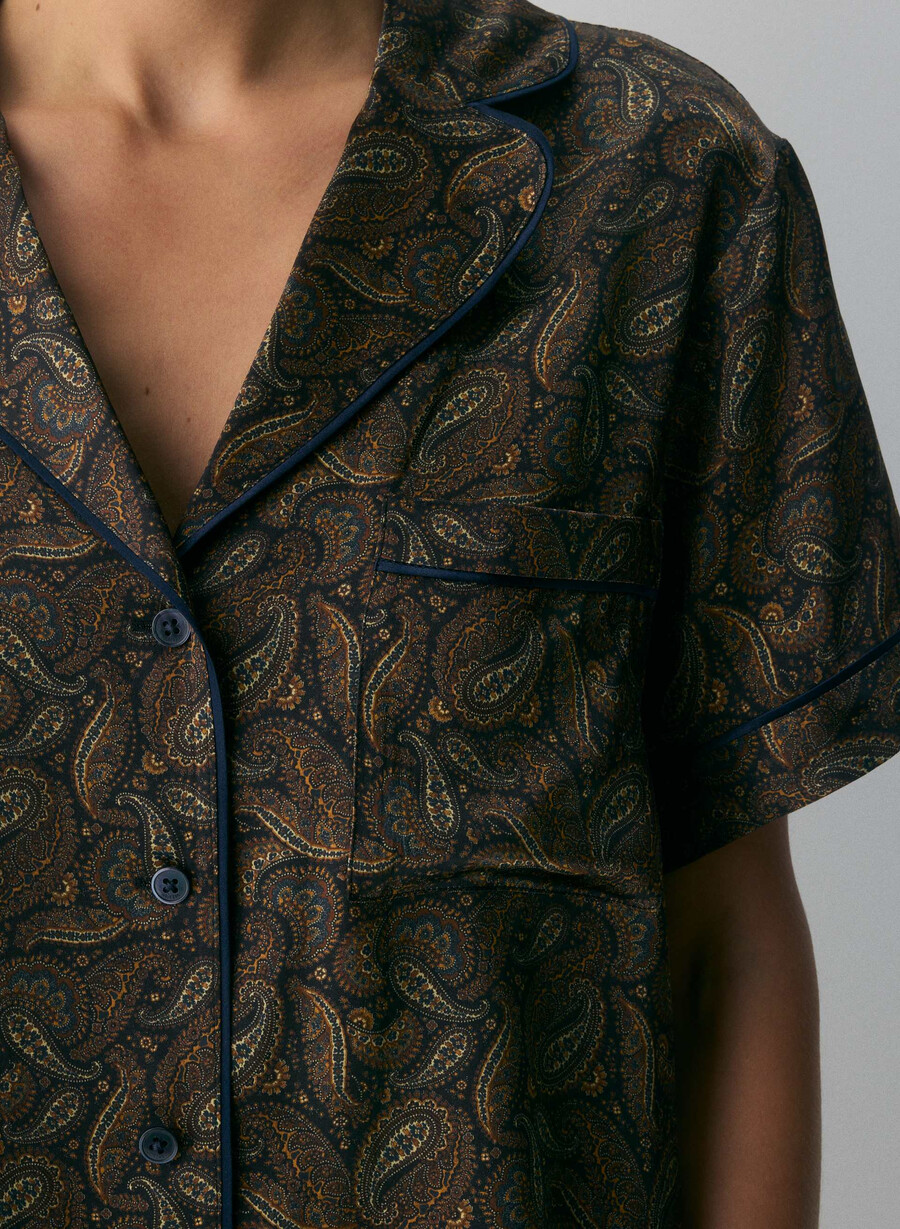 nightside silk shortsleeve pajama shirt drk nt nvycnmn