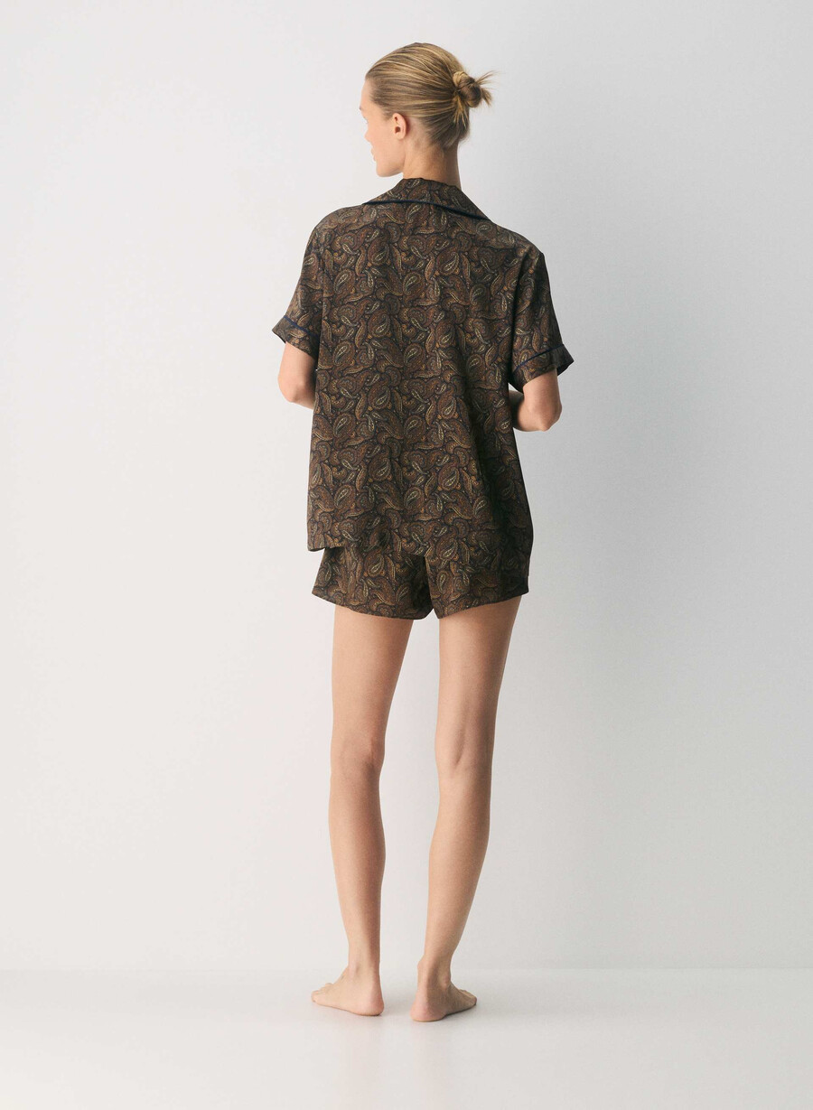 nightside silk shortsleeve pajama shirt drk nt nvycnmn