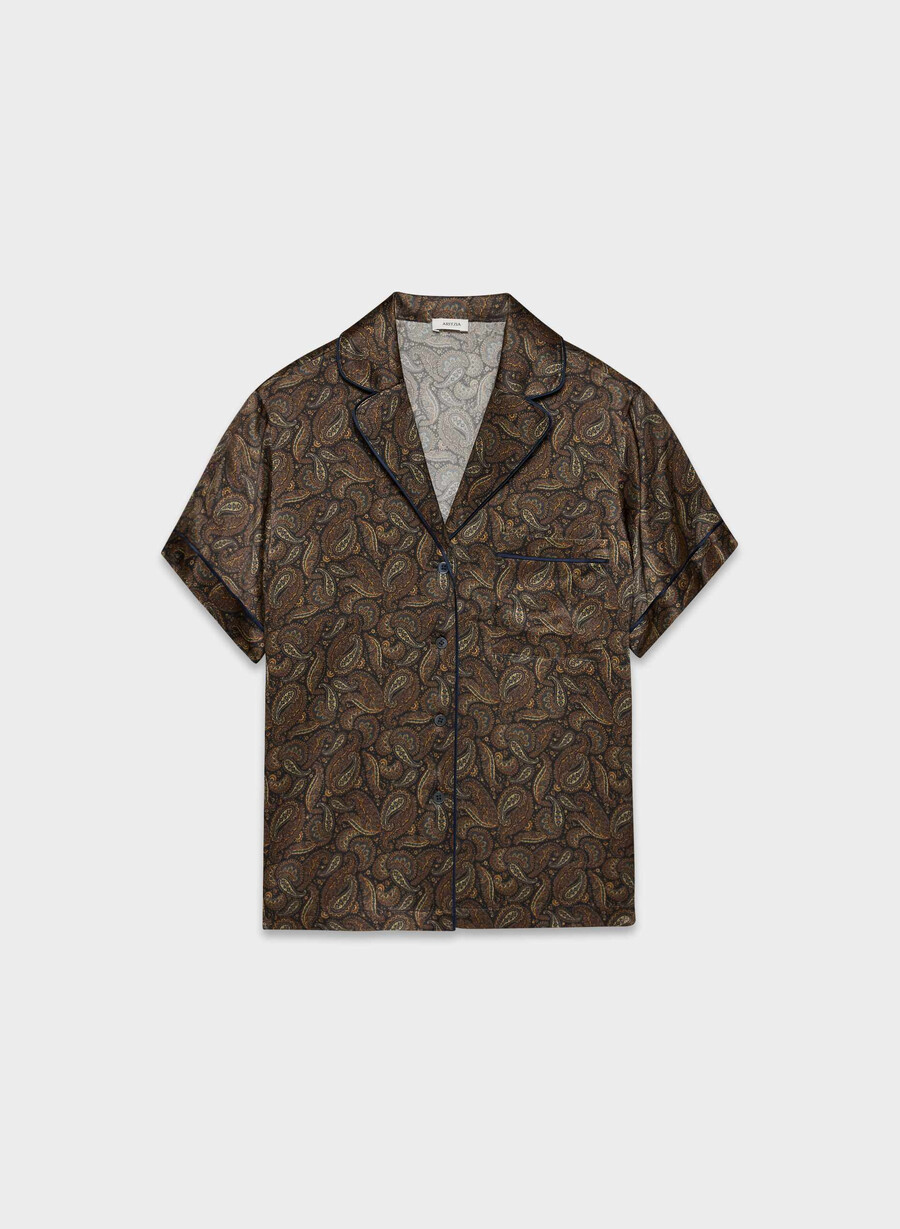 nightside silk shortsleeve pajama shirt drk nt nvycnmn