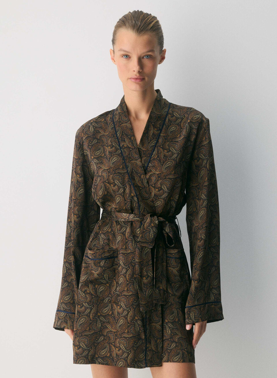 nightside silk pajama robe drk nt nvycnmn