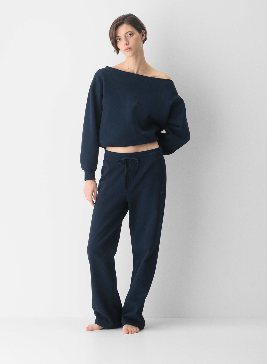 cozy sweatfleece bf off-shoulder sweatshirt admiral