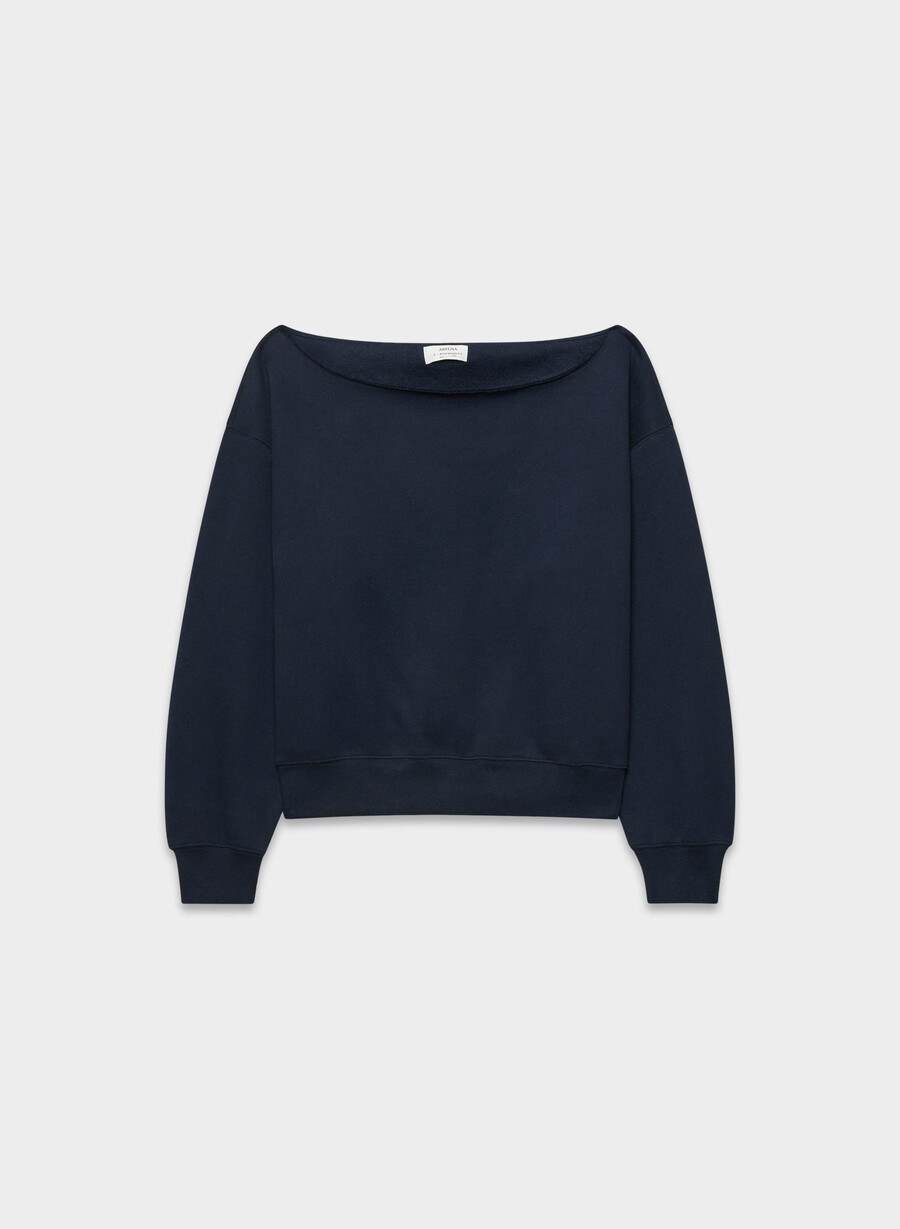 cozy sweatfleece bf off-shoulder sweatshirt admiral