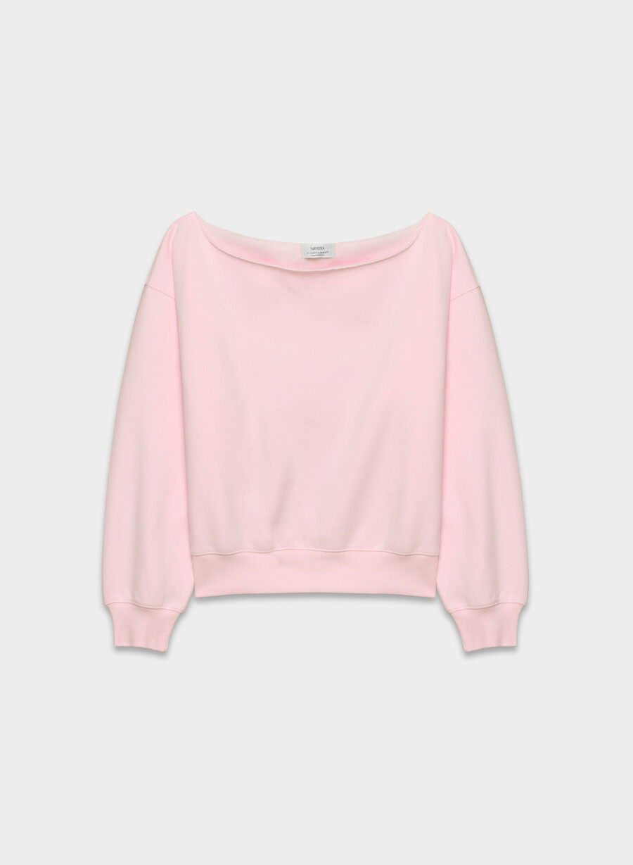 cozy sweatfleece bf off-shoulder sweatshirt villa pink