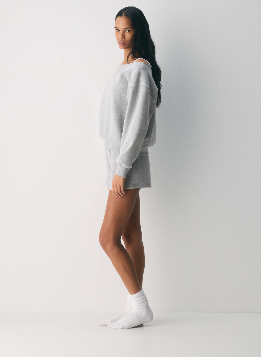 cozy sweatfleece bf off-shoulder sweatshirt villa pink