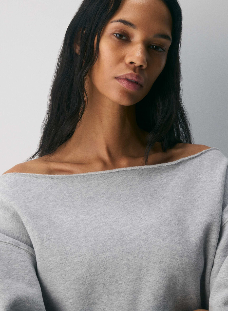 cozy sweatfleece bf off-shoulder sweatshirt villa pink