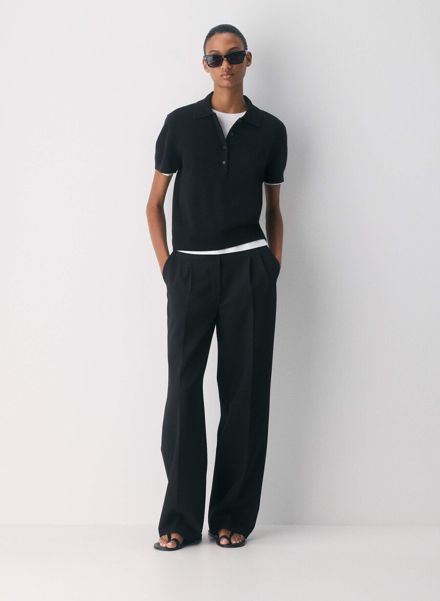 bare cashmere cellini polo sweater black